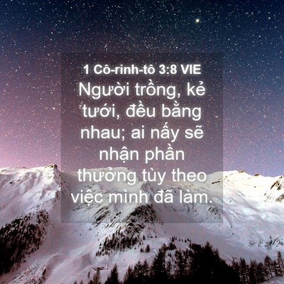 Picture 04 - 1 Cô-rinh-tô 3:8 VIE - Người trồng, kẻ tưới, đều bằng - Bible Verse Picture