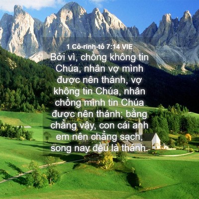 Picture 04 - 1 Cô-rinh-tô 7:14 VIE - Bởi vì, chồng không tin Chúa, nhân vợ - Bible Verse Picture