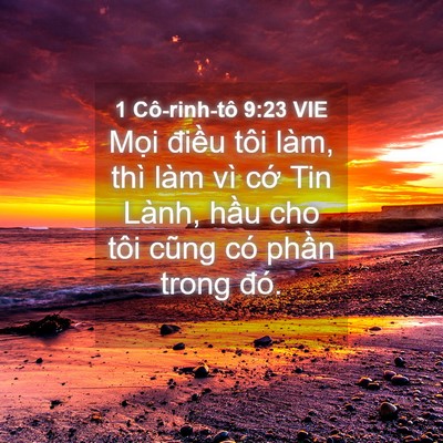 Picture 04 - 1 Cô-rinh-tô 9:23 VIE - Mọi điều tôi làm, thì làm vì cớ Tin - Bible Verse Picture