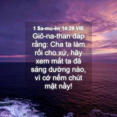 Picture 04 - 1 Sa-mu-ên 14:29 VIE - Giô-na-than đáp rằng: Cha ta làm rối cho - Bible Verse Picture
