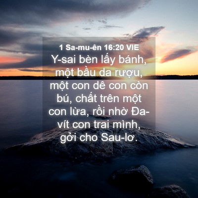 Picture 04 - 1 Sa-mu-ên 16:20 VIE - Y-sai bèn lấy bánh, một bầu da rượu, - Bible Verse Picture