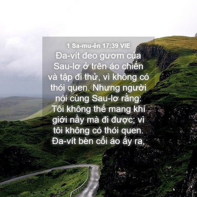 Picture 04 - 1 Sa-mu-ên 17:39 VIE - Đa-vít đeo gươm của Sau-lơ ở trên áo - Bible Verse Picture