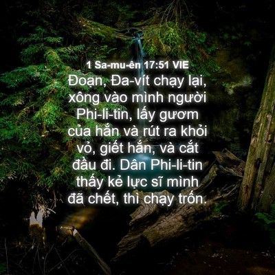 Picture 04 - 1 Sa-mu-ên 17:51 VIE - Đoạn, Đa-vít chạy lại, xông vào mình - Bible Verse Picture