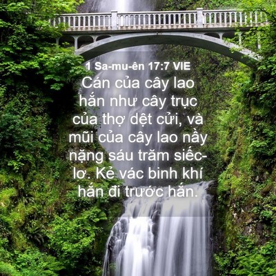 Picture 04 - 1 Sa-mu-ên 17:7 VIE - Cán của cây lao hắn như cây trục của - Bible Verse Picture