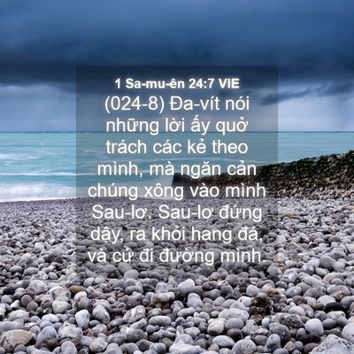 Picture 04 - 1 Sa-mu-ên 24:7 VIE - (024-8) Đa-vít nói những lời ấy quở - Bible Verse Picture