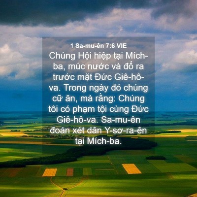 Picture 04 - 1 Sa-mu-ên 7:6 VIE - Chúng Hội hiệp tại Mích-ba, múc nước - Bible Verse Picture
