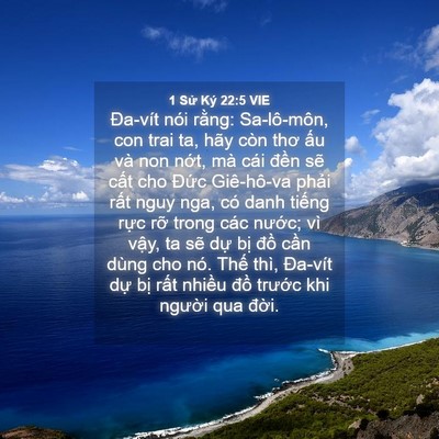 Picture 04 - 1 Sử Ký 22:5 VIE - Đa-vít nói rằng: Sa-lô-môn, con trai ta, - Bible Verse Picture