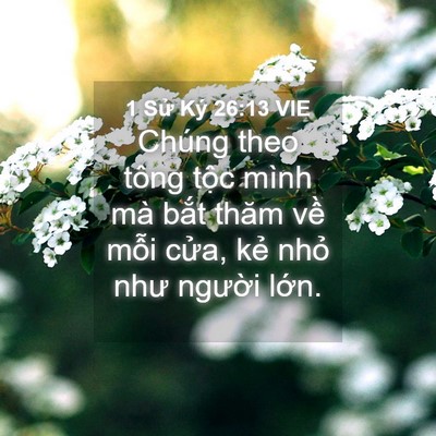 Picture 04 - 1 Sử Ký 26:13 VIE - Chúng theo tông tộc mình mà bắt thăm - Bible Verse Picture