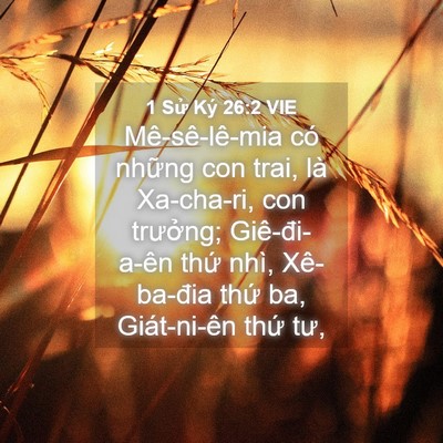 Picture 04 - 1 Sử Ký 26:2 VIE - Mê-sê-lê-mia có những con trai, là - Bible Verse Picture