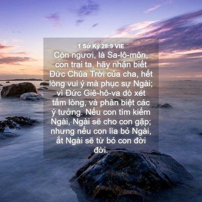 Picture 04 - 1 Sử Ký 28:9 VIE - Còn ngươi, là Sa-lô-môn, con trai ta, hãy - Bible Verse Picture
