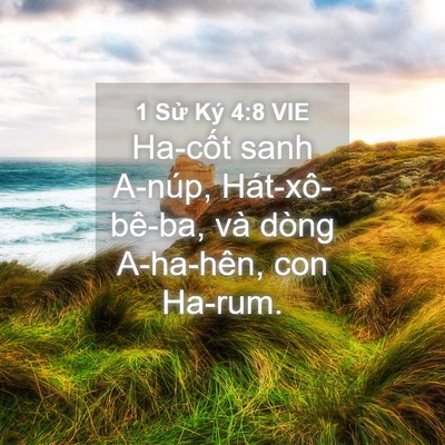 Picture 04 - 1 Sử Ký 4:8 VIE - Ha-cốt sanh A-núp, Hát-xô-bê-ba, và dòng - Bible Verse Picture