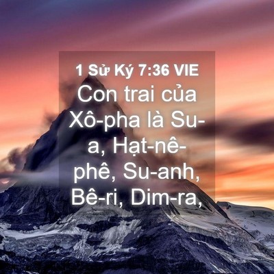 Picture 04 - 1 Sử Ký 7:36 VIE - Con trai của Xô-pha là Su-a, Hạt-nê-phê, - Bible Verse Picture