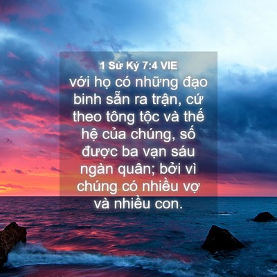Picture 04 - 1 Sử Ký 7:4 VIE - với họ có những đạo binh sẵn ra - Bible Verse Picture