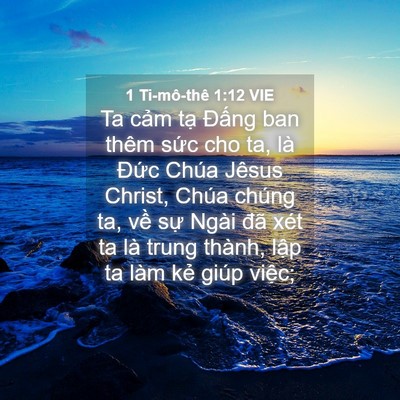 Picture 04 - 1 Ti-mô-thê 1:12 VIE - Ta cảm tạ Đấng ban thêm sức cho ta, là - Bible Verse Picture