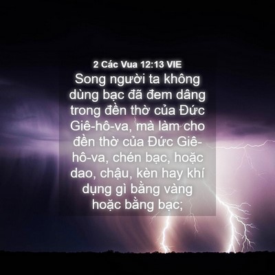 Picture 04 - 2 Các Vua 12:13 VIE - Song người ta không dùng bạc đã đem - Bible Verse Picture
