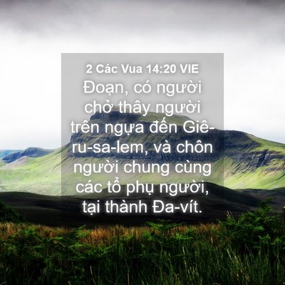 Picture 04 - 2 Các Vua 14:20 VIE - Đoạn, có người chở thây người trên - Bible Verse Picture