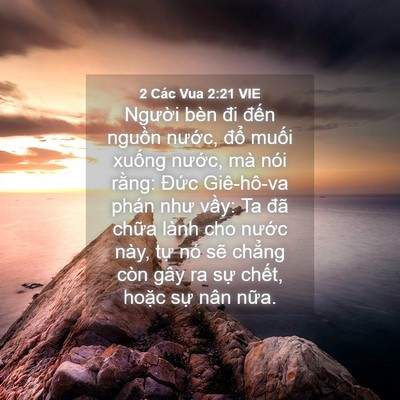 Picture 04 - 2 Các Vua 2:21 VIE - Người bèn đi đến nguồn nước, đổ - Bible Verse Picture