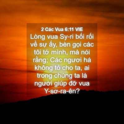 Picture 04 - 2 Các Vua 6:11 VIE - Lòng vua Sy-ri bối rối về sự ấy, bèn - Bible Verse Picture