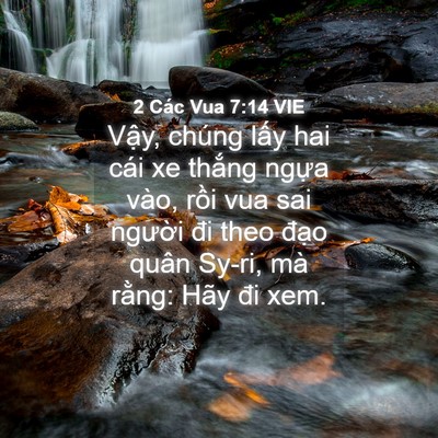 Picture 04 - 2 Các Vua 7:14 VIE - Vậy, chúng lấy hai cái xe thắng ngựa - Bible Verse Picture