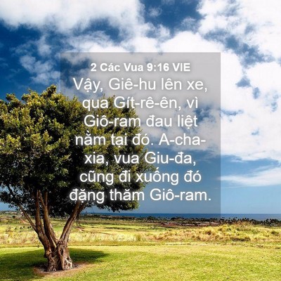 Picture 04 - 2 Các Vua 9:16 VIE - Vậy, Giê-hu lên xe, qua Gít-rê-ên, vì - Bible Verse Picture