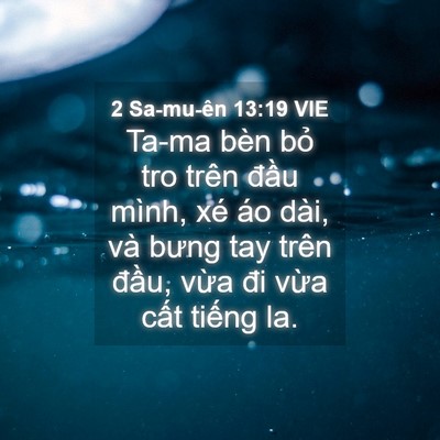 Picture 04 - 2 Sa-mu-ên 13:19 VIE - Ta-ma bèn bỏ tro trên đầu mình, xé áo - Bible Verse Picture