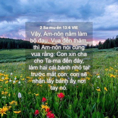 Picture 04 - 2 Sa-mu-ên 13:6 VIE - Vậy, Am-nôn nằm làm bộ đau. Vua đến - Bible Verse Picture
