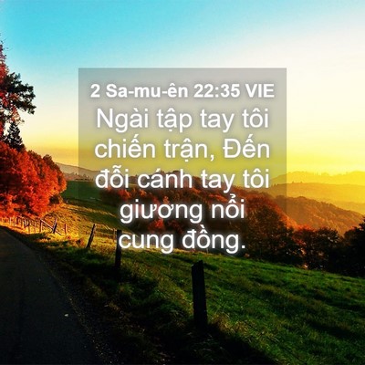 Picture 04 - 2 Sa-mu-ên 22:35 VIE - Ngài tập tay tôi chiến trận, Đến - Bible Verse Picture