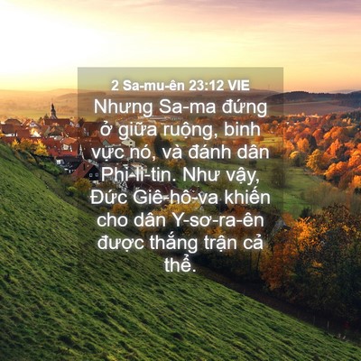 Picture 04 - 2 Sa-mu-ên 23:12 VIE - Nhưng Sa-ma đứng ở giữa ruộng, binh - Bible Verse Picture