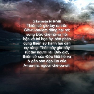 Picture 04 - 2 Sa-mu-ên 24:16 VIE - Thiên sứ giơ tay ra trên Giê-ru-sa-lem - Bible Verse Picture