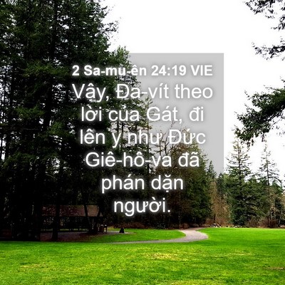 Picture 04 - 2 Sa-mu-ên 24:19 VIE - Vậy, Đa-vít theo lời của Gát, đi lên y - Bible Verse Picture