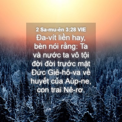 Picture 04 - 2 Sa-mu-ên 3:28 VIE - Đa-vít liền hay, bèn nói rằng: Ta và - Bible Verse Picture