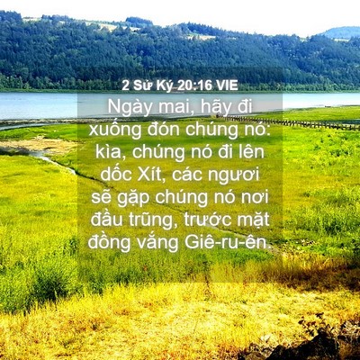 Picture 04 - 2 Sử Ký 20:16 VIE - Ngày mai, hãy đi xuống đón chúng nó: - Bible Verse Picture