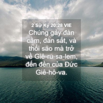 Picture 04 - 2 Sử Ký 20:28 VIE - Chúng gảy đàn cầm, đàn sắt, và thổi - Bible Verse Picture