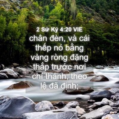 Picture 04 - 2 Sử Ký 4:20 VIE - chân đèn, và cái thếp nó bằng vàng - Bible Verse Picture