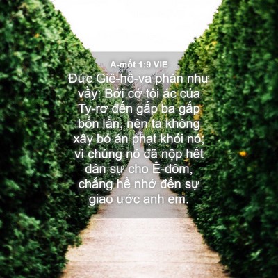 Picture 04 - A-mốt 1:9 VIE - Đức Giê-hô-va phán như vầy: Bởi cớ - Bible Verse Picture