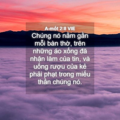 Picture 04 - A-mốt 2:8 VIE - Chúng nó nằm gần mỗi bàn thờ, trên - Bible Verse Picture