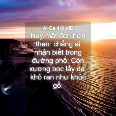 Picture 04 - Ai Ca 4:8 VIE - Nay mặt đen hơn than: chẳng ai nhận - Bible Verse Picture