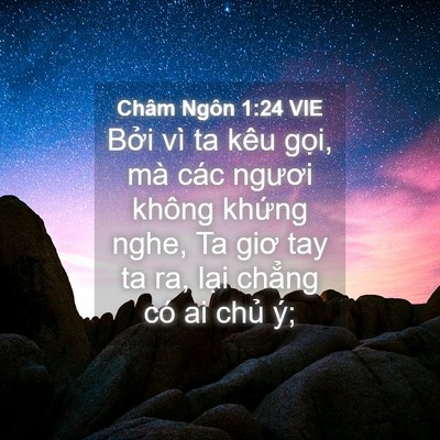Picture 04 - Châm Ngôn 1:24 VIE - Bởi vì ta kêu gọi, mà các ngươi không - Bible Verse Picture