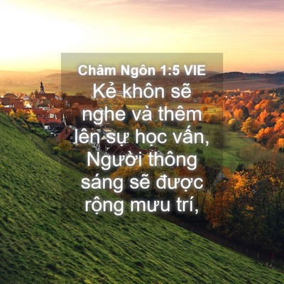 Picture 04 - Châm Ngôn 1:5 VIE - Kẻ khôn sẽ nghe và thêm lên sự học - Bible Verse Picture