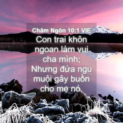 Picture 04 - Châm Ngôn 10:1 VIE - Con trai khôn ngoan làm vui cha mình; Nhưng - Bible Verse Picture