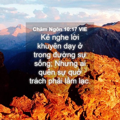 Picture 04 - Châm Ngôn 10:17 VIE - Kẻ nghe lời khuyên dạy ở trong đường - Bible Verse Picture