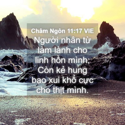Picture 04 - Châm Ngôn 11:17 VIE - Người nhân từ làm lành cho linh hồn - Bible Verse Picture