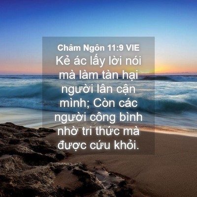 Picture 04 - Châm Ngôn 11:9 VIE - Kẻ ác lấy lời nói mà làm tàn hại - Bible Verse Picture