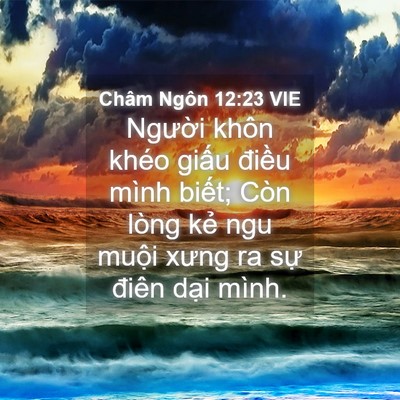 Picture 04 - Châm Ngôn 12:23 VIE - Người khôn khéo giấu điều mình biết; - Bible Verse Picture