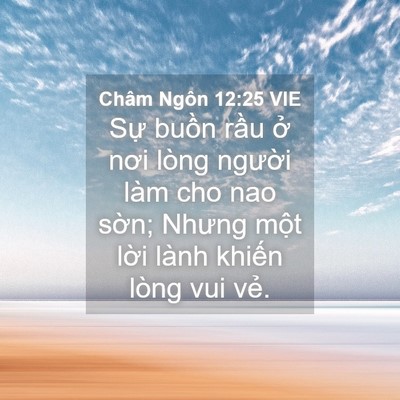 Picture 04 - Châm Ngôn 12:25 VIE - Sự buồn rầu ở nơi lòng người làm - Bible Verse Picture