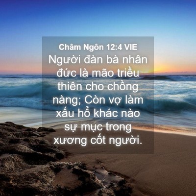 Picture 04 - Châm Ngôn 12:4 VIE - Người đàn bà nhân đức là mão triều - Bible Verse Picture