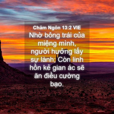 Picture 04 - Châm Ngôn 13:2 VIE - Nhờ bông trái của miệng mình, người - Bible Verse Picture