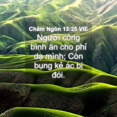 Picture 04 - Châm Ngôn 13:25 VIE - Người công bình ăn cho phỉ dạ mình; - Bible Verse Picture