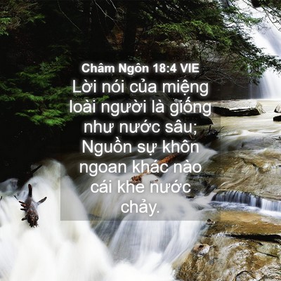 Picture 04 - Châm Ngôn 18:4 VIE - Lời nói của miệng loài người là - Bible Verse Picture