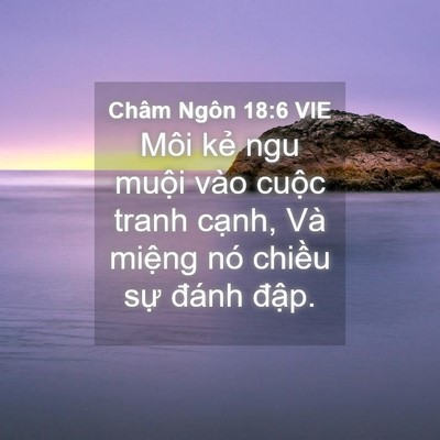Picture 04 - Châm Ngôn 18:6 VIE - Môi kẻ ngu muội vào cuộc tranh cạnh, - Bible Verse Picture